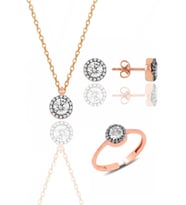 Gümüş rose zirkon taşlı elmas  montürlü  üçlü set