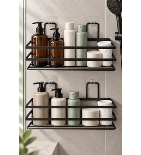 Siyah Metal Banyo ve Mutfak Rafı