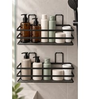 Siyah Metal Banyo ve Mutfak Rafı