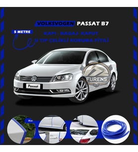 Volksvogen Passat B7 Oto Araç Kapı Koruma Fitili 5metre Parlak Mavi Renk