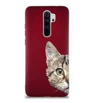 Xiaomi Redmi Note 8 Pro Soft Premier Kapak Catface Tasarımlı Silikon Kılıf - Mürdüm (Şeffaf)