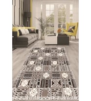 Dijital Kaymaz Taban Yıkanabilir Modern Renkli Salon Halısı Mutfak Halısı Yolluk ND-HT-957 (Gri)