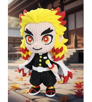 Örgü Desenli Rengoku Figürü - 3D Baskı Amigurumi Görünümlü Demon Slayer Anime Biblo
