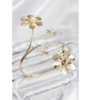 Pazu Bileklik Gold Renk Pirinç Çiçek Model