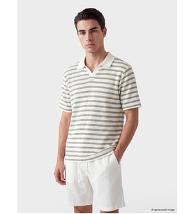LC WAIKIKI Haki Polo Yaka Çizgili Erkek Tişört
