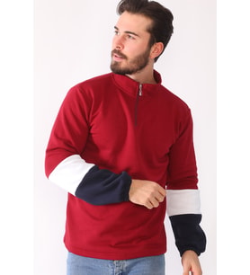 1041 DEWBERRY ERKEK SWEATSHIRT-BORDO