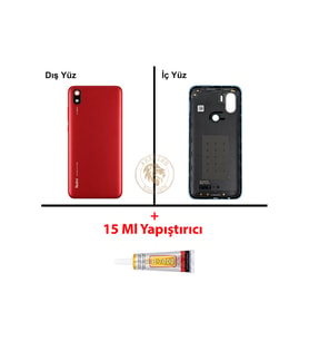 Yapıştırıcı Redmi 7A Mücevher Kırmızısı Yapıştırıcı Arka Pil Kapağı + Yapıştırıcı ve Vida Seti