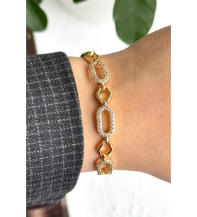 Gleam Link Bracelet Kuyumcu İşçiliği 14K Altın Kaplama Premium Seri Kadın Çelik Bileklik