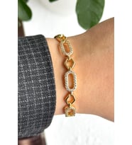 Gleam Link Bracelet Kuyumcu İşçiliği 14K Altın Kaplama Premium Seri Kadın Çelik Bileklik