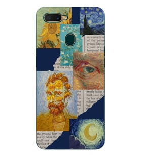 Oppo A5S/AX7/A12 Uyumlu Vincent van Gogh Kolaj Desenli Şeffaf Telefon Kılıfı