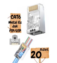 M117XF Cat6 jack/20 Adet-Metal EZ/Yeni Nesil rj45 cat6-8P/8C AÇIK UÇLU/Cat6 Konnektör