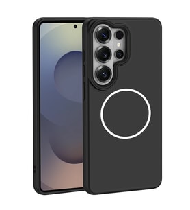 Lexroo Galaxy S26 Ultra Kılıf M-Safe Şarj Özellikli Metal Kamera Çerçeveli Sanremo Silikon - Siyah