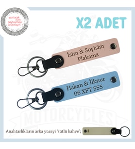 En İyi Babaya En Özel Hediyeler, İsim Ve Plaka Yazılı Özel x2'li Anahtarlık, Yavruağzı-Gök Mavi-SK