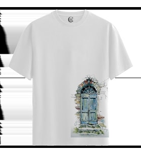 Stone Door - %100 Pamuklu Erkek Beyaz Tişört - Premium Quality (Siyah - Beyaz)