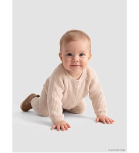 LCW baby Ekru Beli Lastikli Erkek Bebek Triko Pantolon