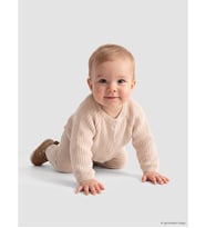 LCW baby Ekru Beli Lastikli Erkek Bebek Triko Pantolon