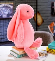 Uyku Arkadaşım PAPYONLU Uzun Kulak Bunny Peluş Tavşan 65 cm (Pembe)
