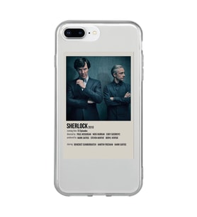 Iphone 7 Plus / 8 Plus Uyumlu Sherlock Minimalist Poster Desenli Şeffaf Telefon Kılıfı