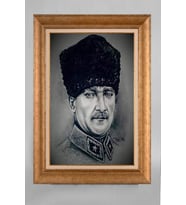 Çerçeveli Paspartulu Atatürk Tablo a347 (Gold)