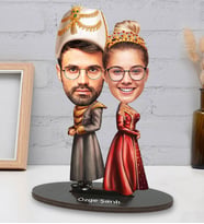 Sevgililer Gününe Özel Padişah ve Sultan Çift Tasarımlı Kişiye Özel Karikatür Biblo