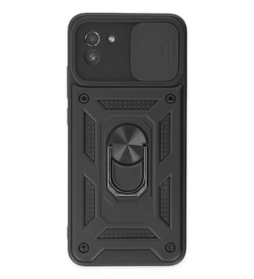 Galaxy A03 Kılıf Pars Lens Yüzüklü Silikon - Siyah