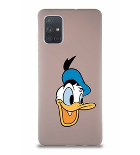 Samsung Galaxy A71 Soft Premier Kapak Donald Duck-A Tasarımlı Silikon Kılıf - Pudra (Şeffaf)