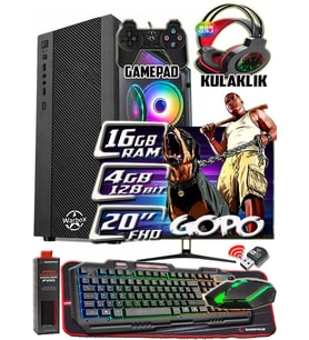 WarboX GOPO X5650 İşlemci 16gb Ram 256gb SSD 250gb Hdd R7 240-4gb E.kartı 20" Monitör Gaming PC (Siyah)