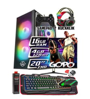 WarboX GOPO X5650 İşlemci 16gb Ram 256gb SSD 250gb Hdd R7 240-4gb E.kartı 20" Monitör Gaming PC (Siyah)