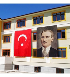 Atatürk Posteri ve Türk Bayrağı Raşel Kumaş 200X300 cm -3