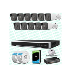 Provzen Hikvision 11 Kameralı IP 1080P Mikrofonlu Güvenlik Kamerası Olay Anında bildirim