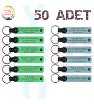F Yeşili & Gök Mavi, Doğum Günü Partilerine Anlamlı Katkı, 50’li Set, İsim Yazılabilen Anahtarlık