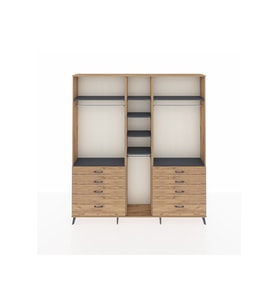 Arges Dolap 8 Raflı 8 Çekmeceli 3 Askılı 220x30x243 Çam-Antrasit/Çam