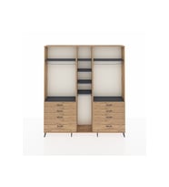 Arges Dolap 8 Raflı 8 Çekmeceli 3 Askılı 220x30x243 Çam-Antrasit/Çam