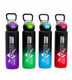 ÇİFT RENKLİ TUTMALI PLASTİK PİPETLİ SPOR MATARA SULUK 1000ML (5343)