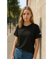 Kadın Bisiklet Yaka Basic Düz Kısa Kollu T-shirt