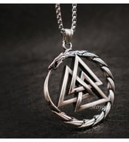 voyageaccessory Paslanmaz Çelik Viking Ejderha Çember Valknut Odin Sembolü Kolye
