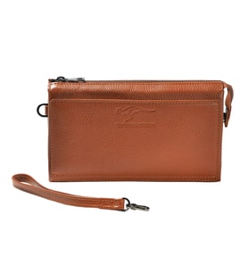 KANGAROO KINGDOM Hakiki Deri Siyah Erkek Portföy & Clutch El Çantası 8822-S (Taba)