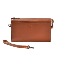 KANGAROO KINGDOM Hakiki Deri Siyah Erkek Portföy & Clutch El Çantası 8822-S (Taba)