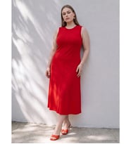 LCW Curve Kırmızı Büyük Beden A Kesim Elbise