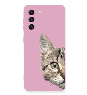 Samsung Galaxy S21 FE Uyumlu Lansman Kılıf Catface Tasarımlı İçi Kadife Kapak-Neon Pembe (Şeffaf)