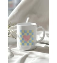 Kalp Desenli Love You So Yazılı 330ml Baskılı Beyaz Seramik Kupa Bardak