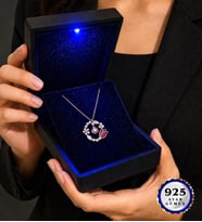 925 Ayar Gümüş Laleli Kolye 100 Dilde Seni Seviyorum Rose Kaplama Zirkon Taşlı Kadın Kolye