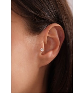 14 Ayar Altın Taşlı Papatya Tragus Küpe