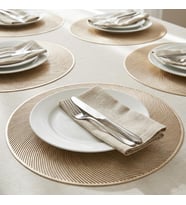 6'lı Set Latte Desenli Plastik Amerikan Servisi, 38 cm - Yıkanabilir ve Silinebilir Yuvarlak Supla, Masa Servis Altlığı Takımı