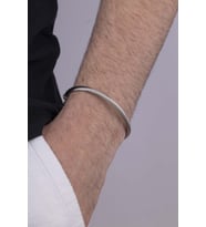 Gümüş Pazarım Örgü Model Beyaz Altın Kaplama Çelik Erkek Kelepçe Bileklik