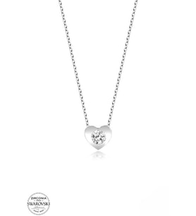 SWAROVSKİ TAŞLI  ZİRCONİA KALP 925 AYAR GÜMÜŞ KOLYE