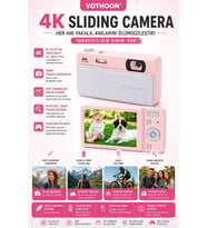 Dijital Kamera 4k Hd 48mp 16x Zoom Flaşlı Kayar Retro Video Kamera 2.8’’ Ekran 64gb Sd Kart Hediyeli