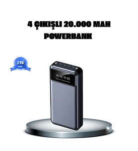 20000 Mah 4 Çıkışlı Hızlı Şarjlı Led Göstergeli
