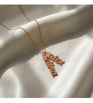 Kişiye Özel Tasarım Dikey Çift İsim Kolye 925K Gümüş (Rose)