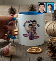 Kişiye Özel Karikatürlü Bordo Mavi Taraftar Baba Oğul Kupa Bardak Babalar Günü Hediyesi
